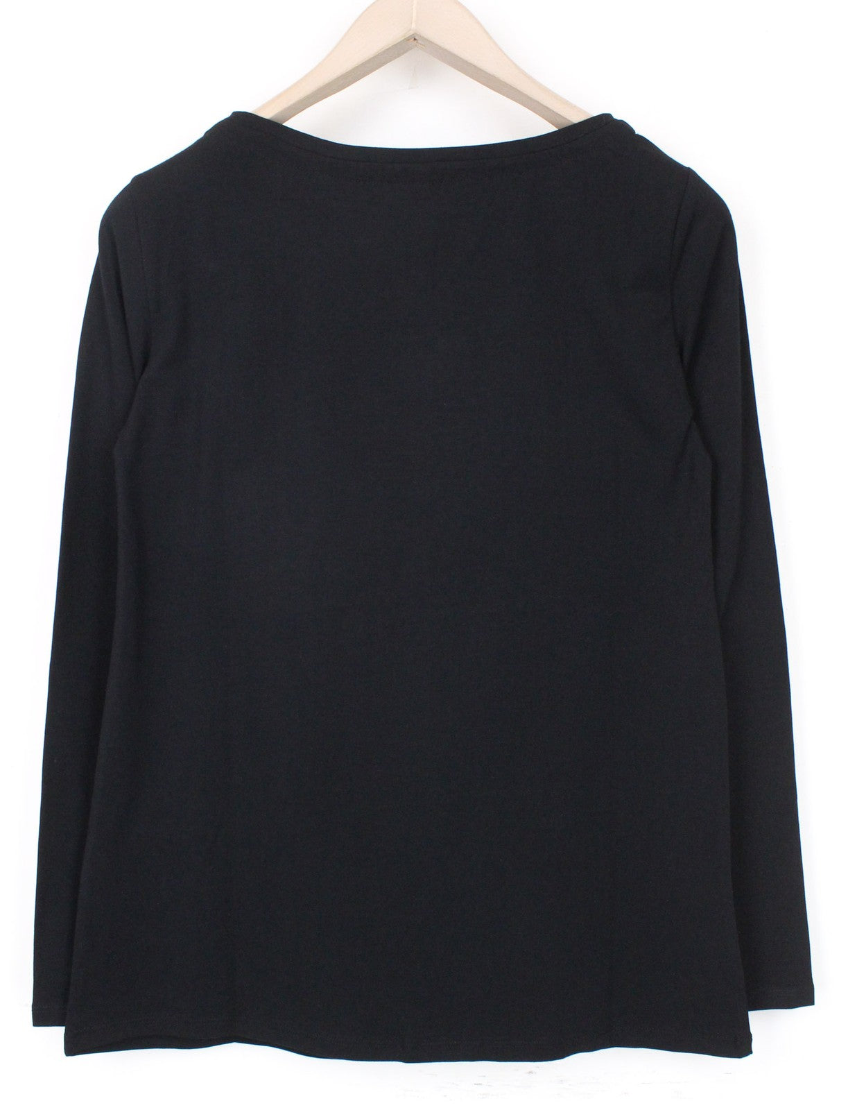 MARINA YACHTING Women T-Shirt S Black Cotton Crew Neck  Rhinestone Pullover