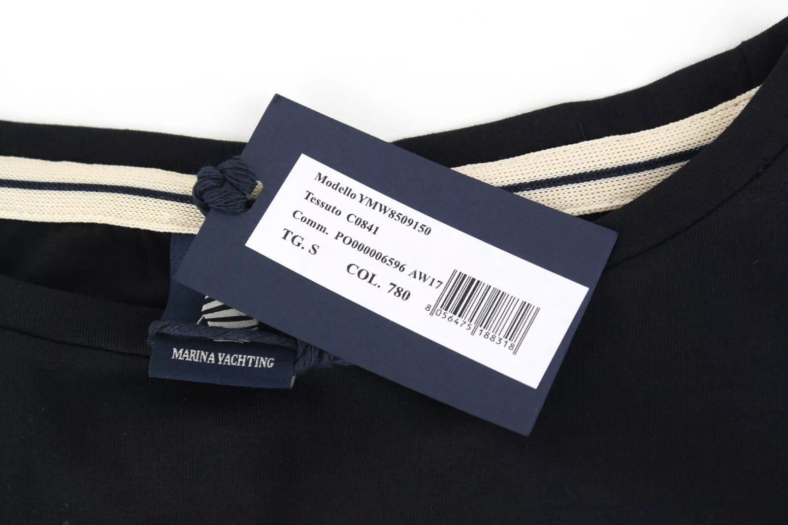 MARINA YACHTING WOMEN Black Logo Tee S Stretch Cotton Round Neck T-Shirt