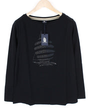 MARINA YACHTING Men's Black Logo Tee L Cotton Stretch Round Neckline T-Shirt