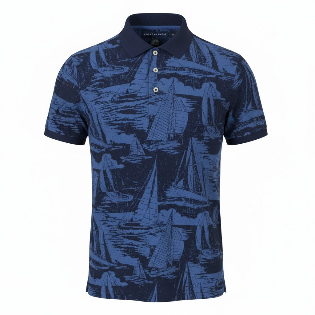 Blaue Baumwoll-Poloshirts