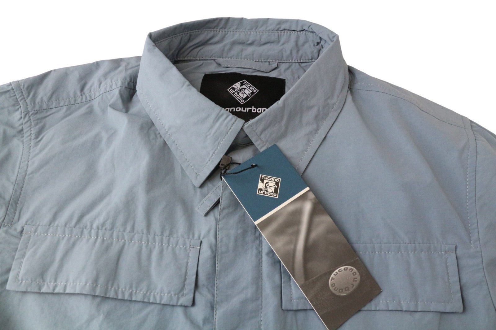 TUCANO URBANO Albertina Women's Moto Jacket EU42 Light Blue Cotton Blend Coat