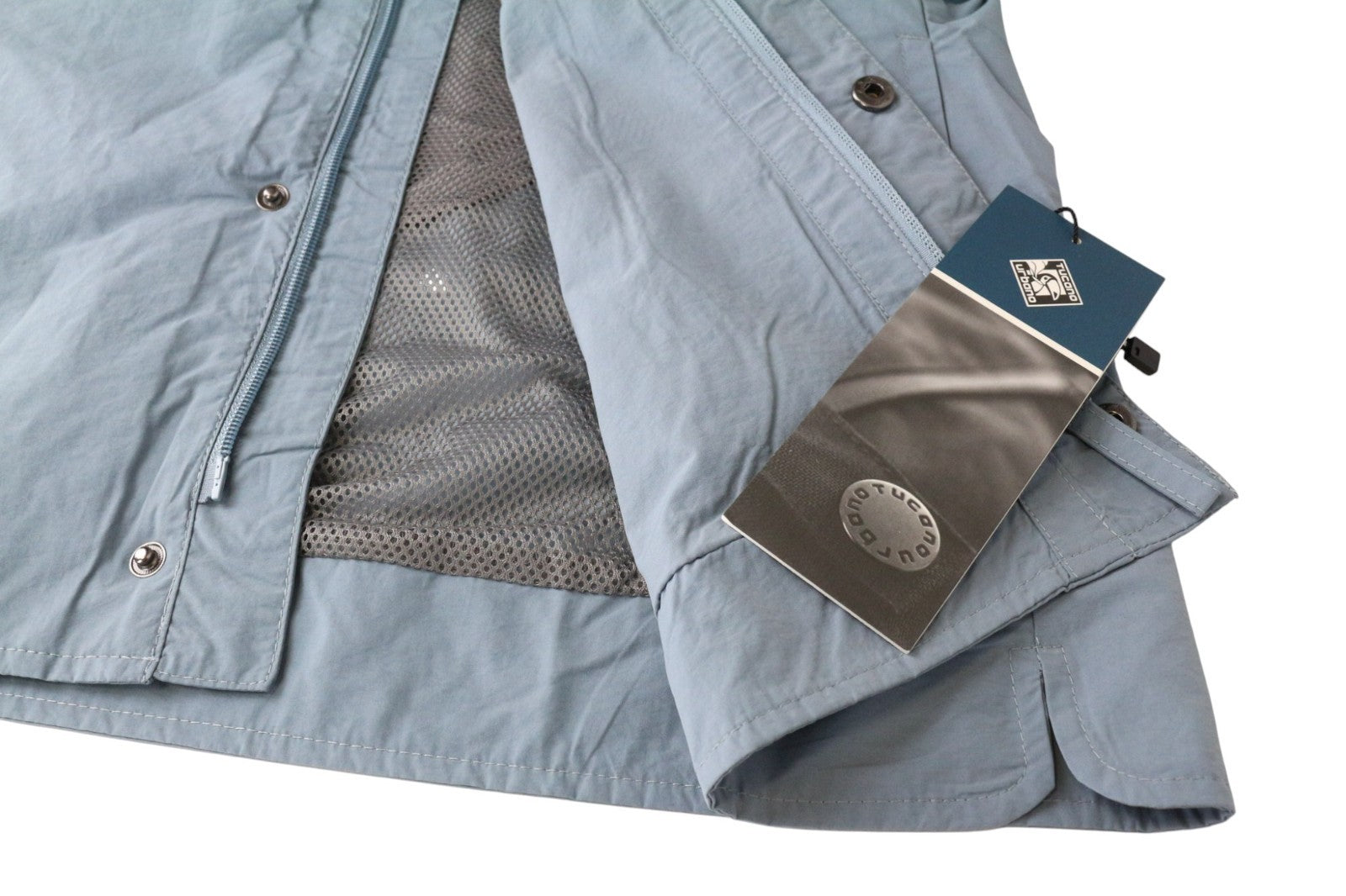 TUCANO URBANO Albertina Women's Moto Jacket EU42 Light Blue Cotton Blend Coat