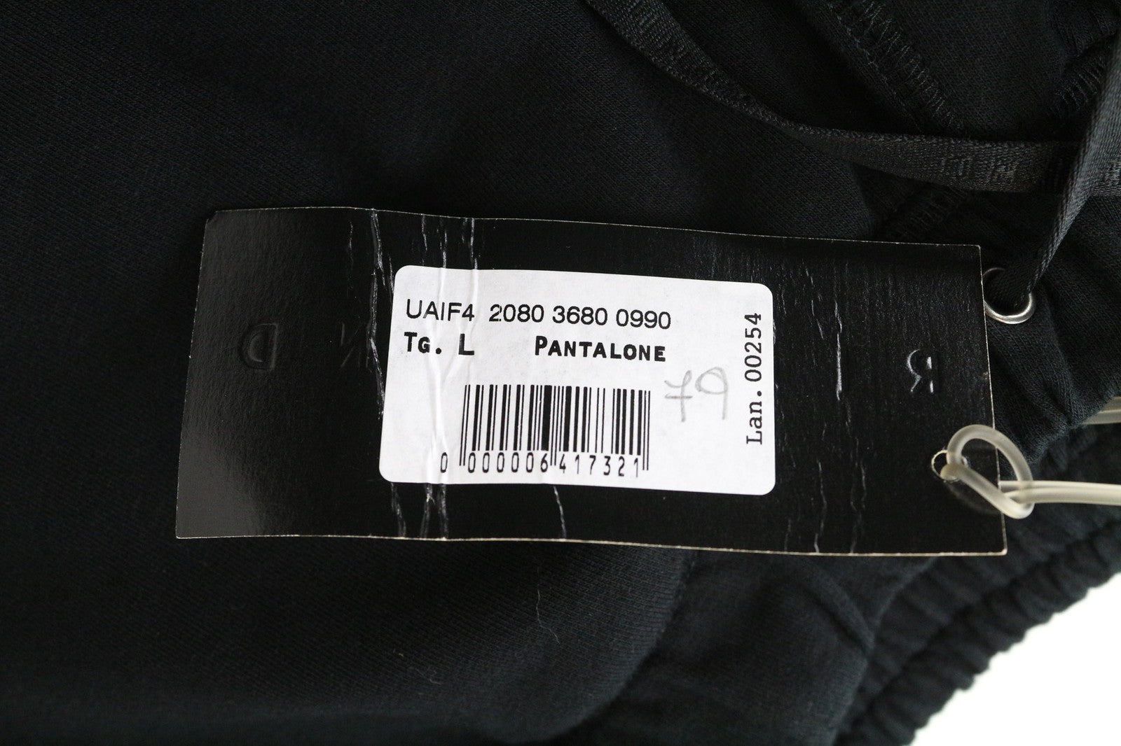 RICHMOND Men's Jogger Pants Black L Cotton Stretch Pull-On with Drawstrings