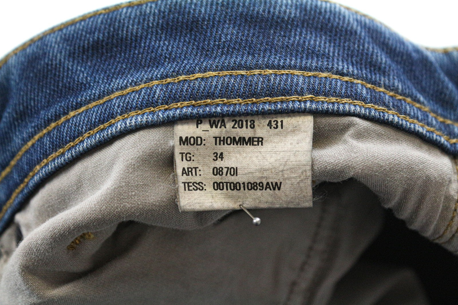 DIESEL Thommer 0870I Men's Slim Jeans W34 Blue Stretch Washed Denim 5-Pockets