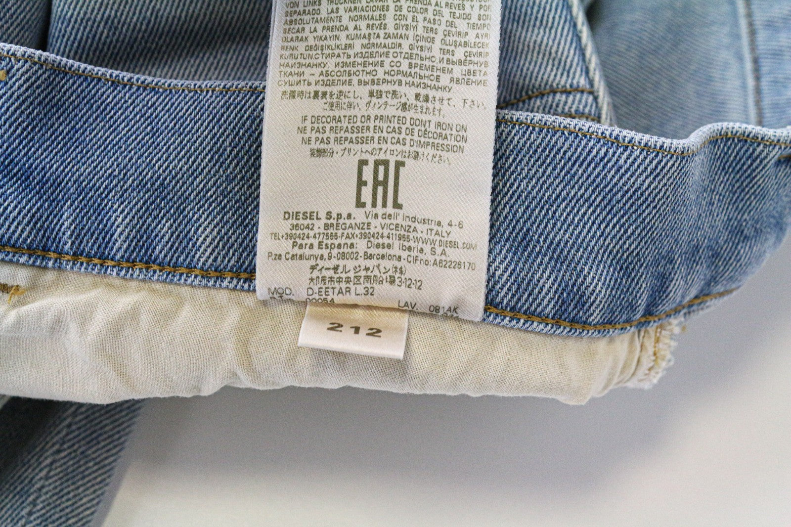 DIESEL D-Eetar 081AK Men's Tapered Jeans W32/L32 Blue Stretch Carrot Aged Look