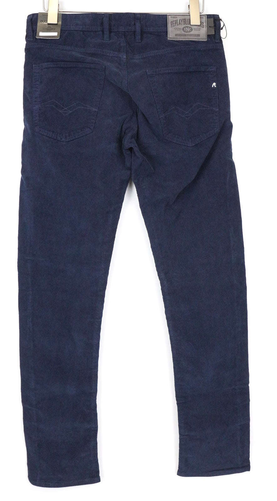 REPLAY Grover Men's Corduroy Trousers W30/L32 Blue Straight Cotton Stretch