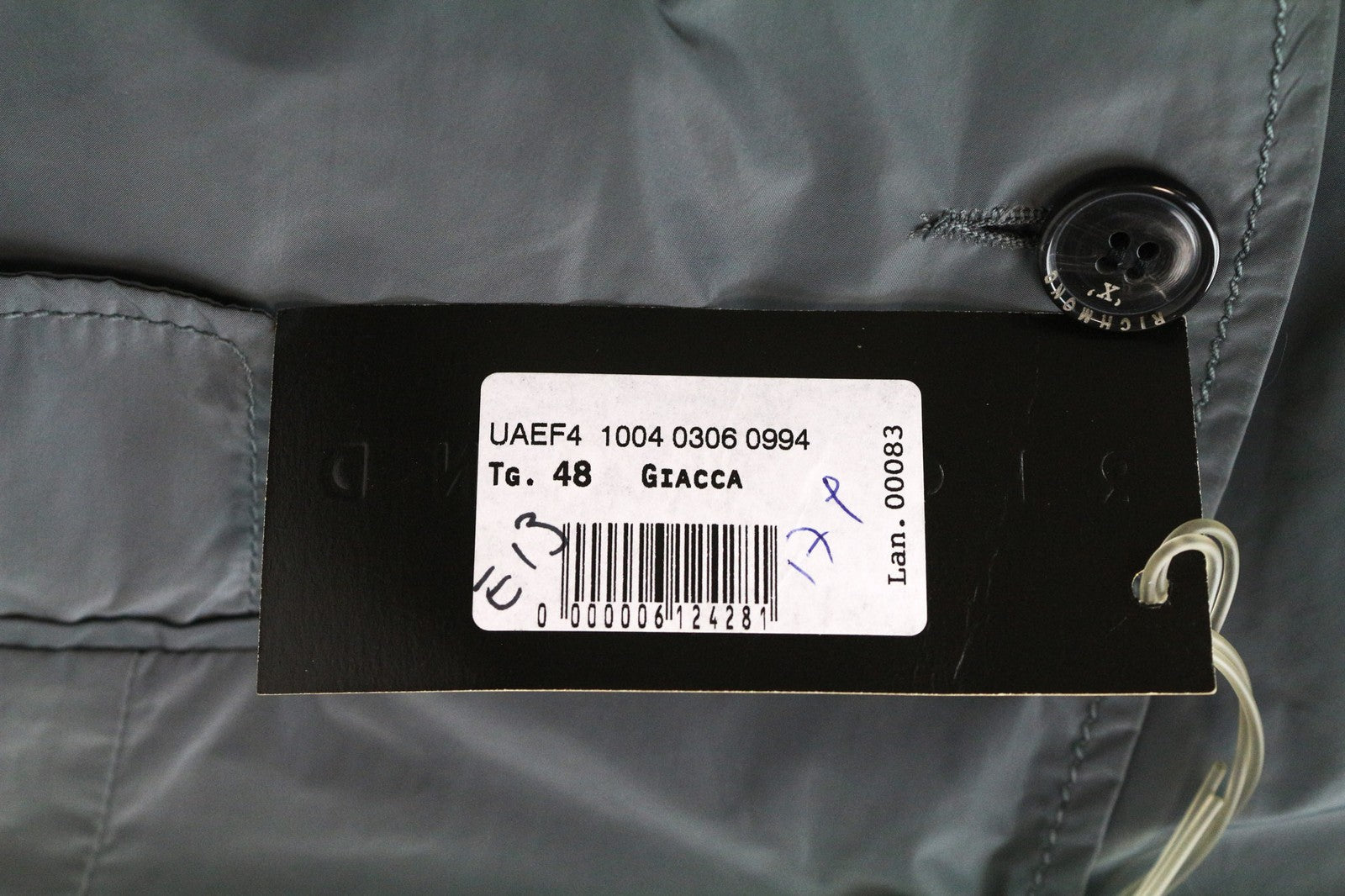 RICHMOND Men's Blazer 48 Grey Lightweight Single-Breasted Unlined