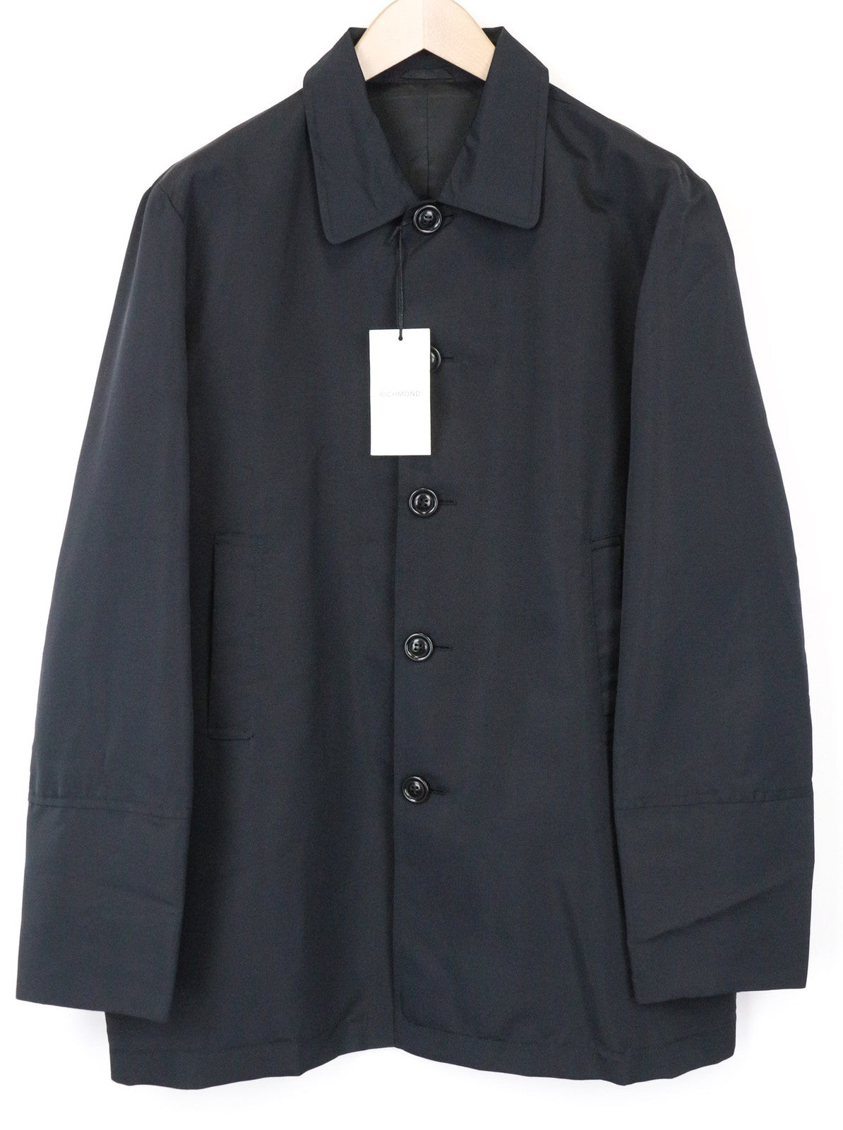 JOHN RICHMOND Men's Jacket UK20 Navy Silk Blend Long Sleeve Single-Breasted