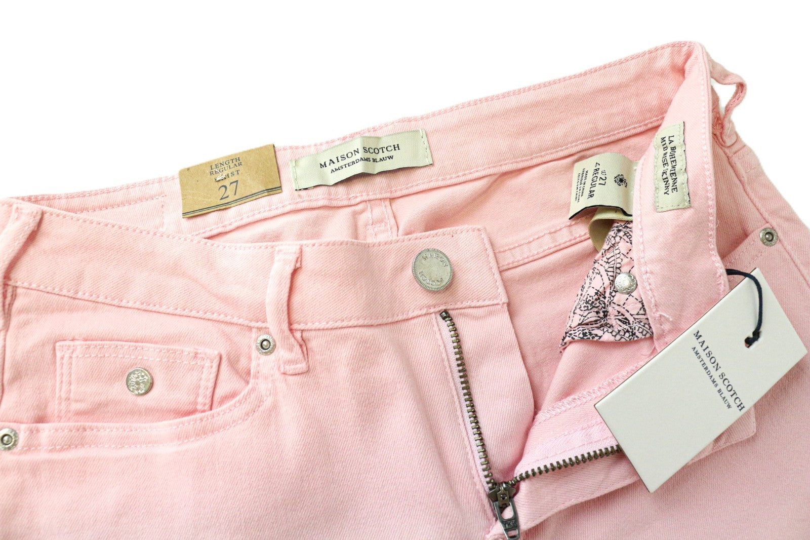 MAISON SCOTCH La Bohemienne Women's Jeans W27 Pink Skinny Cotton Stretch Mid