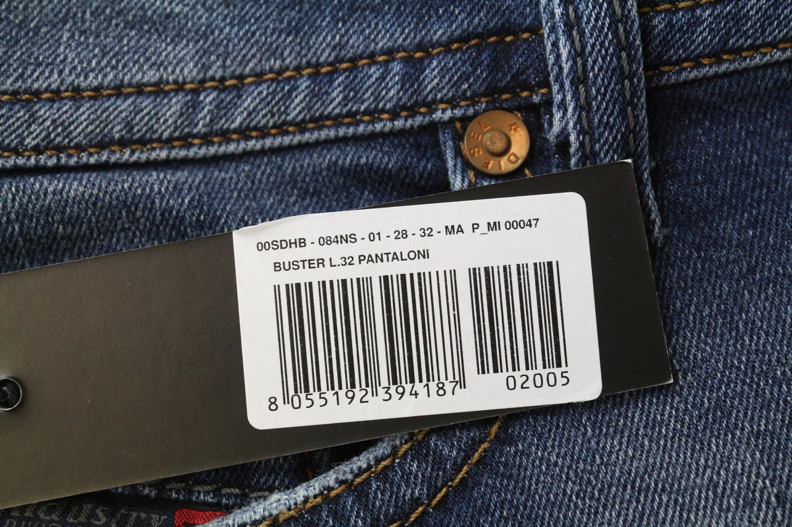 DIESEL Buster 084NS Men's Jeans W28/L32 Slim Tapered Washed Blue Stretch