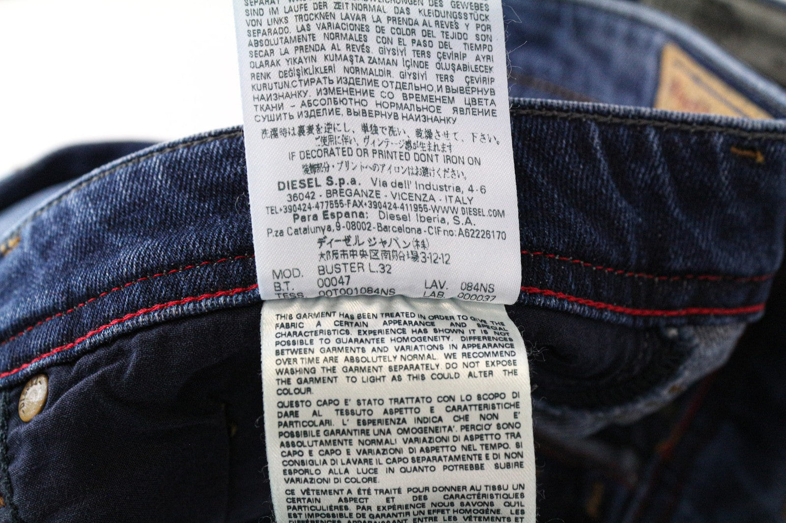 DIESEL Buster 084NS Men's Jeans W28/L32 Slim Tapered Washed Blue Stretch