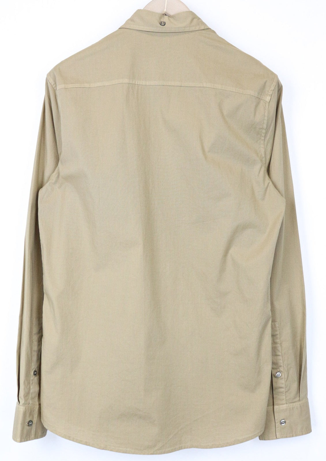 RICHMOND Men's Shirt L Light Brown Cotton Stretch Long Sleeve Buttoned