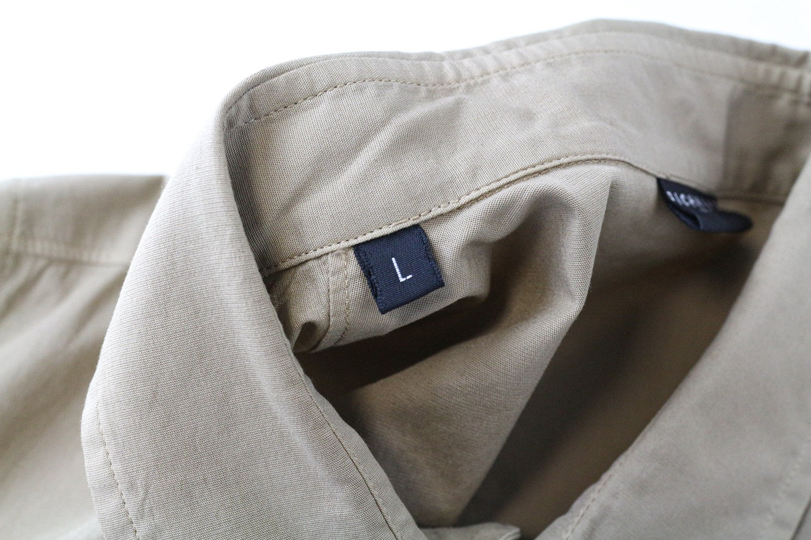 RICHMOND Men's Shirt L Light Brown Cotton Stretch Long Sleeve Buttoned