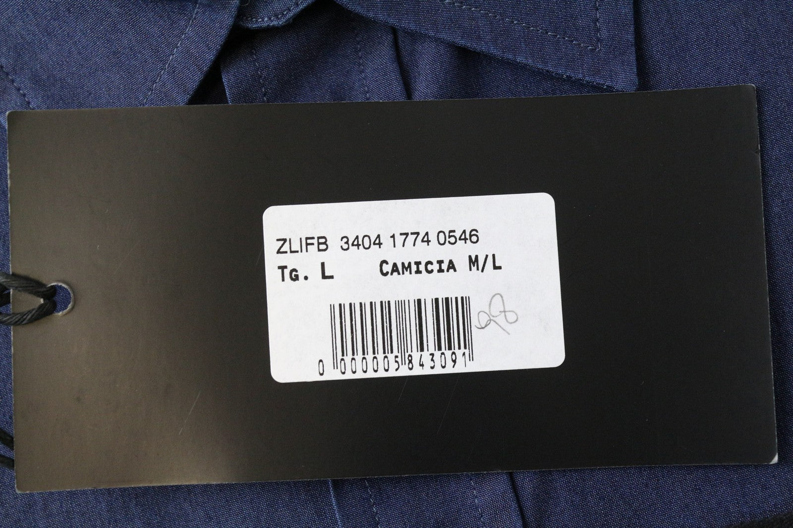 RICHMOND Men's Shirt L Blue Cotton Stretch Collared Long Sleeve Pocketed