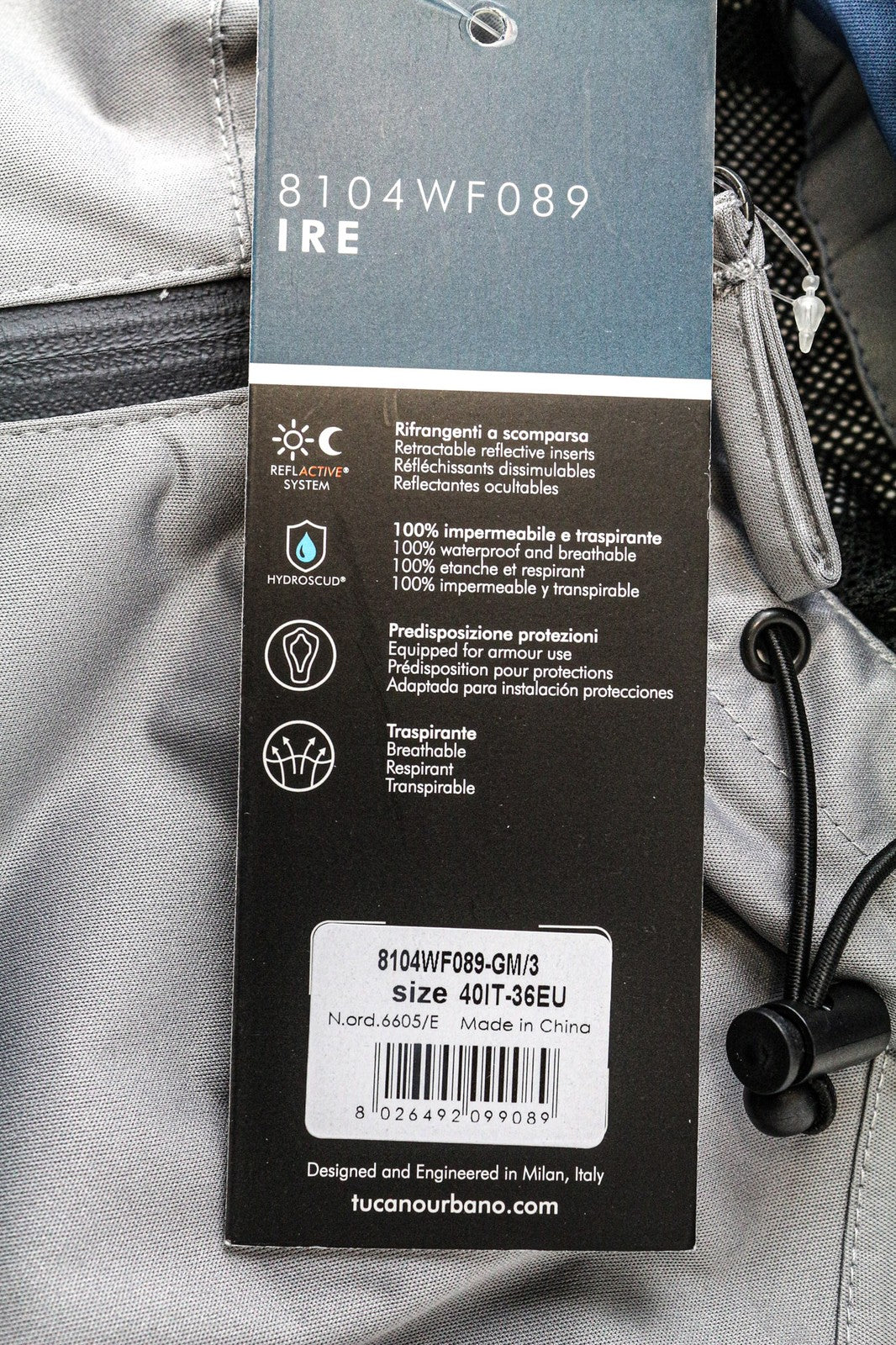 TUCANO URBANO Ire Women's Jacket S Grey Waterproof Hooded Lightweight