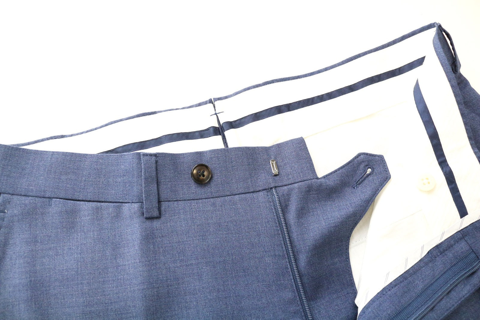 SUITSUPPLY Brescia Men's Trousers UK38R Blue Wool Pleated Lined Classic