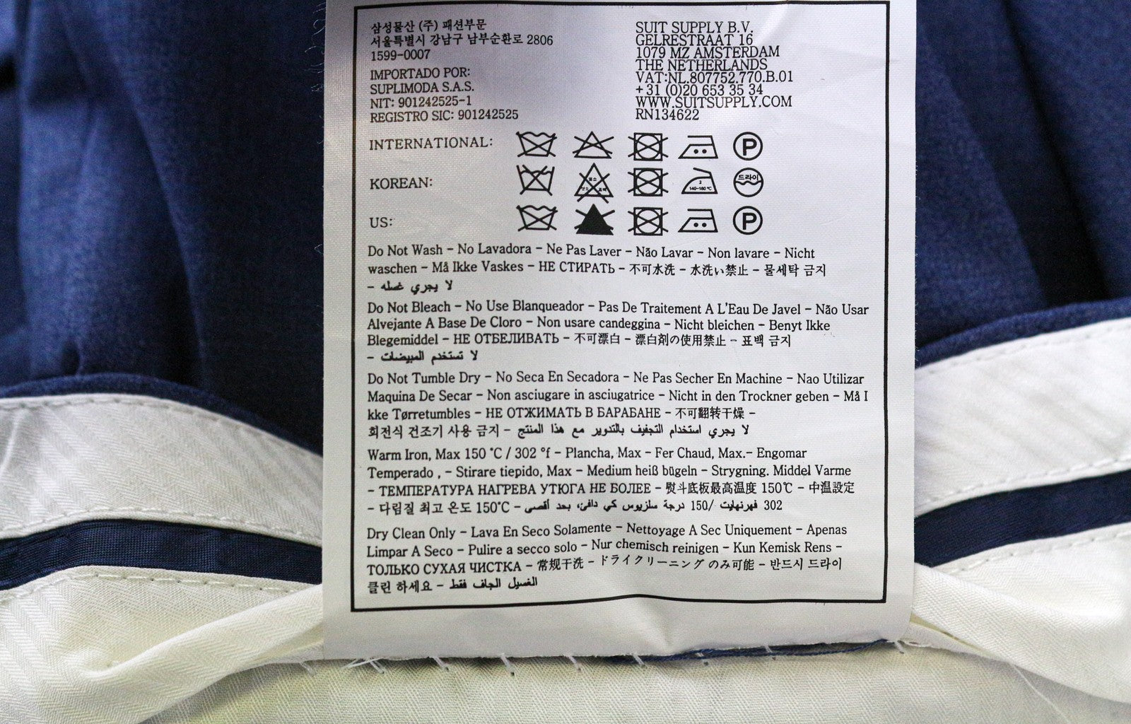 SUITSUPPLY Brescia Men's Trousers UK38R Blue Wool Pleated Lined Classic