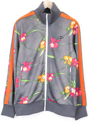 REPLAY Men's Sweatshirt XL Grey Orange Flower Print Zipped Casual Long Sleeve