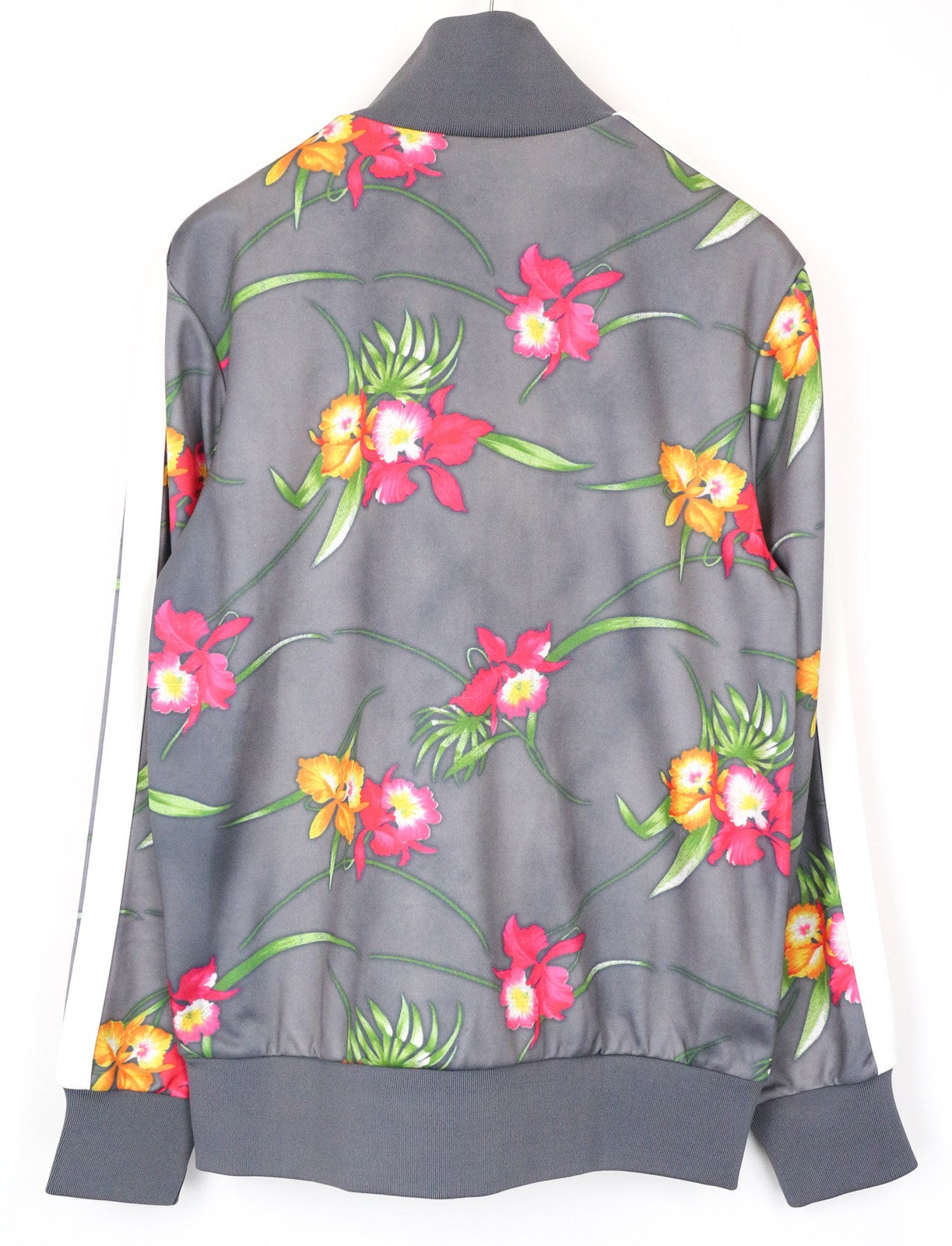 REPLAY Men's Sweatshirt XL Grey Orange Flower Print Zipped Casual Long Sleeve