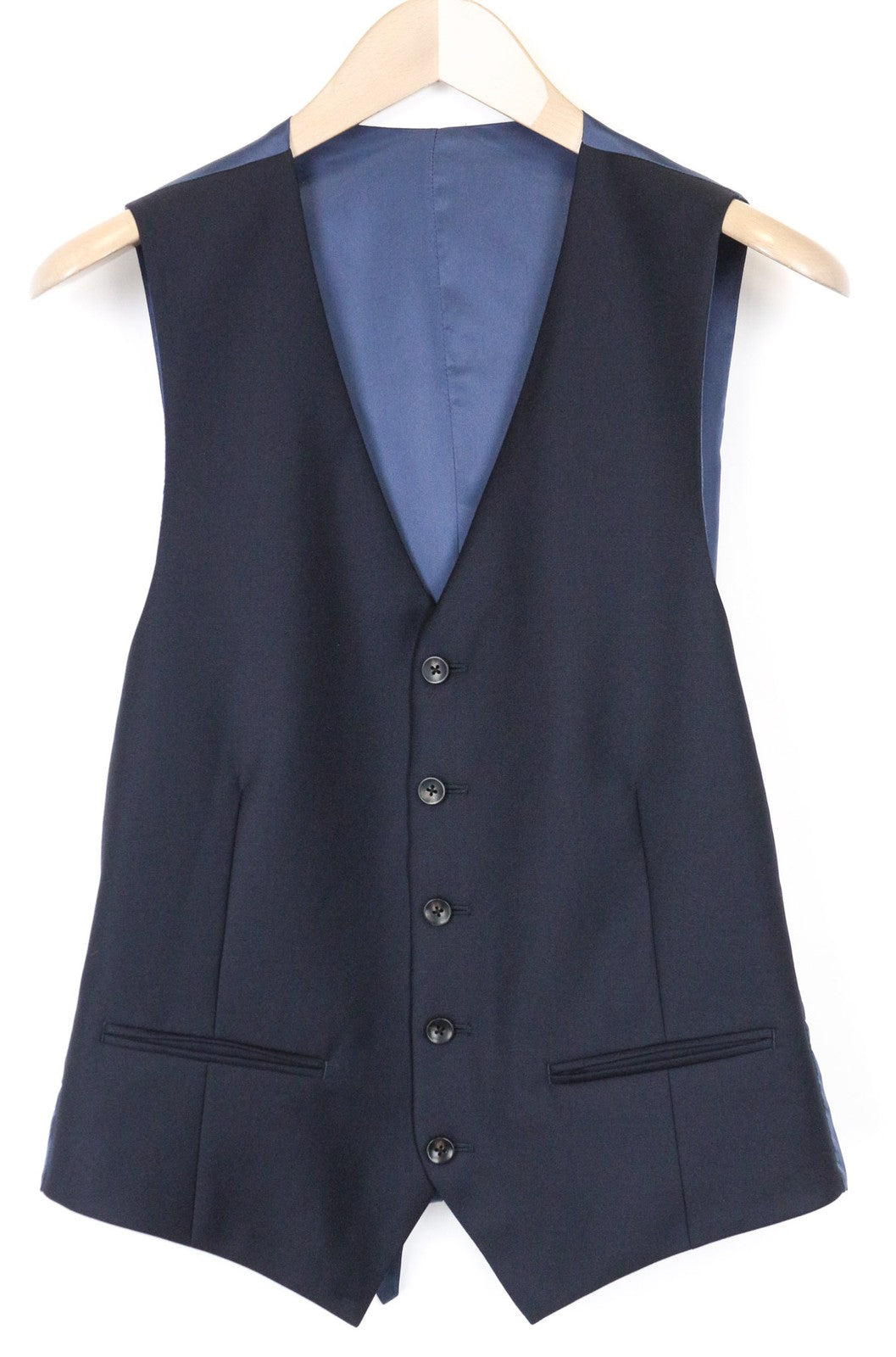 SUITSUPPLY Ferrara Men's Waistcoat UK38R Blue Wool Lined Single-Breasted Vest