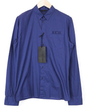 RICHMOND Men's Shirt L Cotton Stretch Button-Up Long Sleeve Logo Pocketed