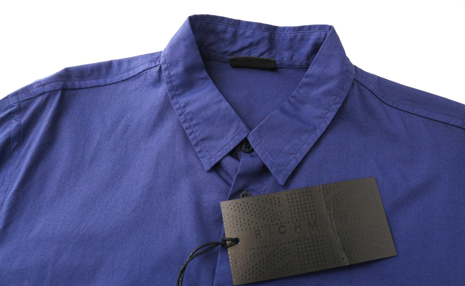 RICHMOND Men's Shirt L Cotton Stretch Button-Up Long Sleeve Logo Pocketed