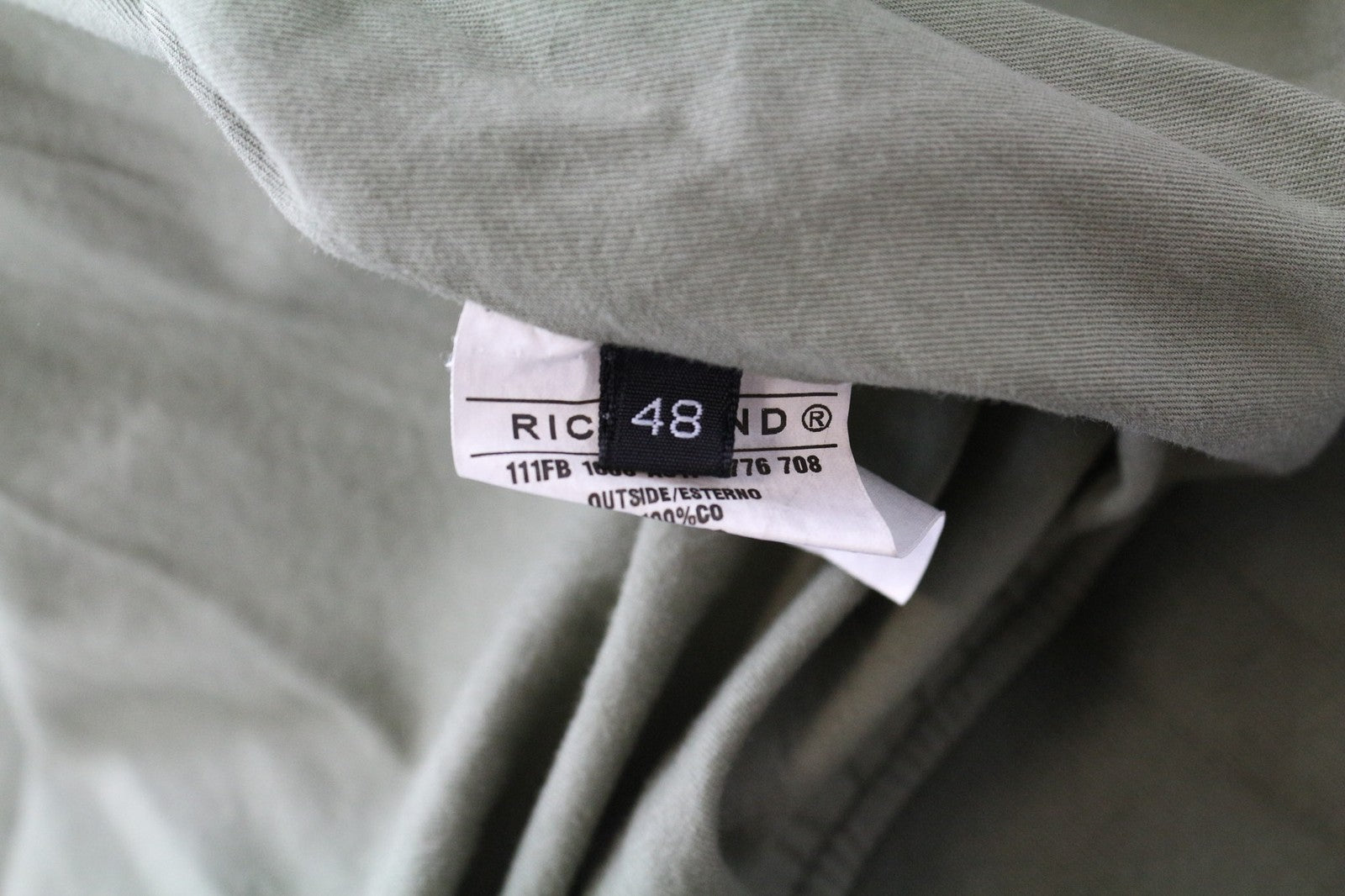 RICHMOND Men's Jacket 48 Green Lightweight Zip Long Sleeve Single-Breasted