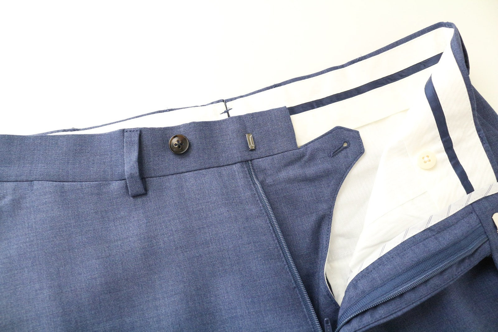 SUITSUPPLY Brescia Men's Trousers UK36S Blue Wool Lined Formal Pleated