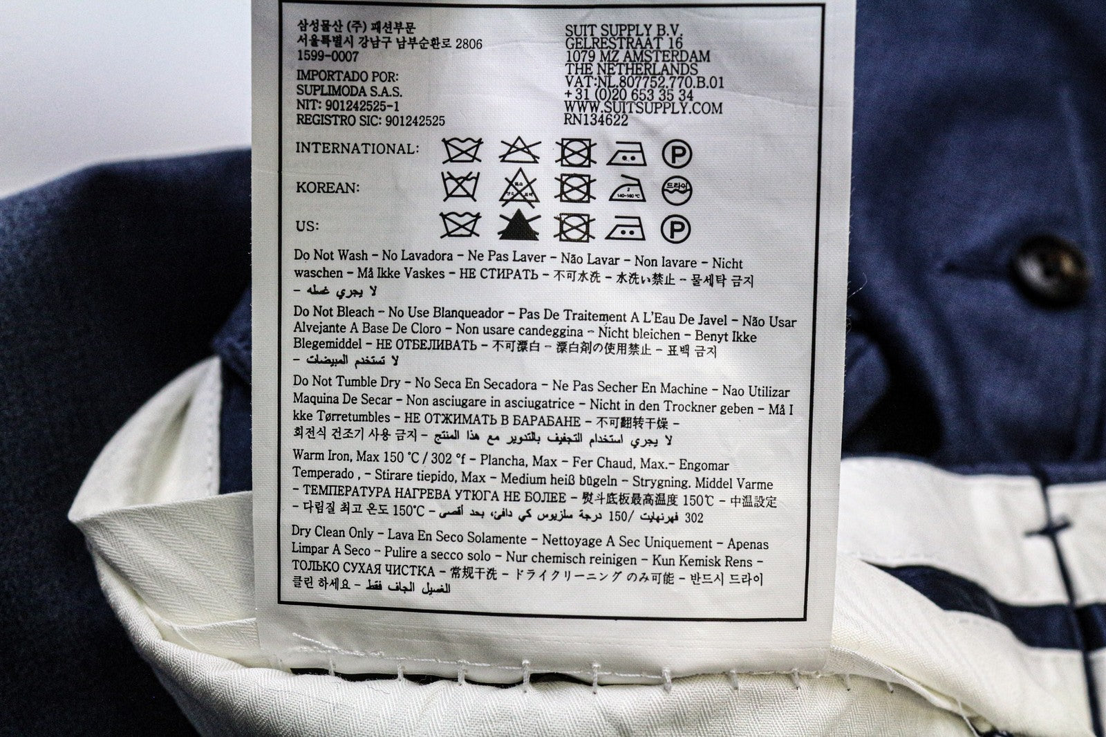 SUITSUPPLY Brescia Men's Trousers UK36S Blue Wool Lined Formal Pleated