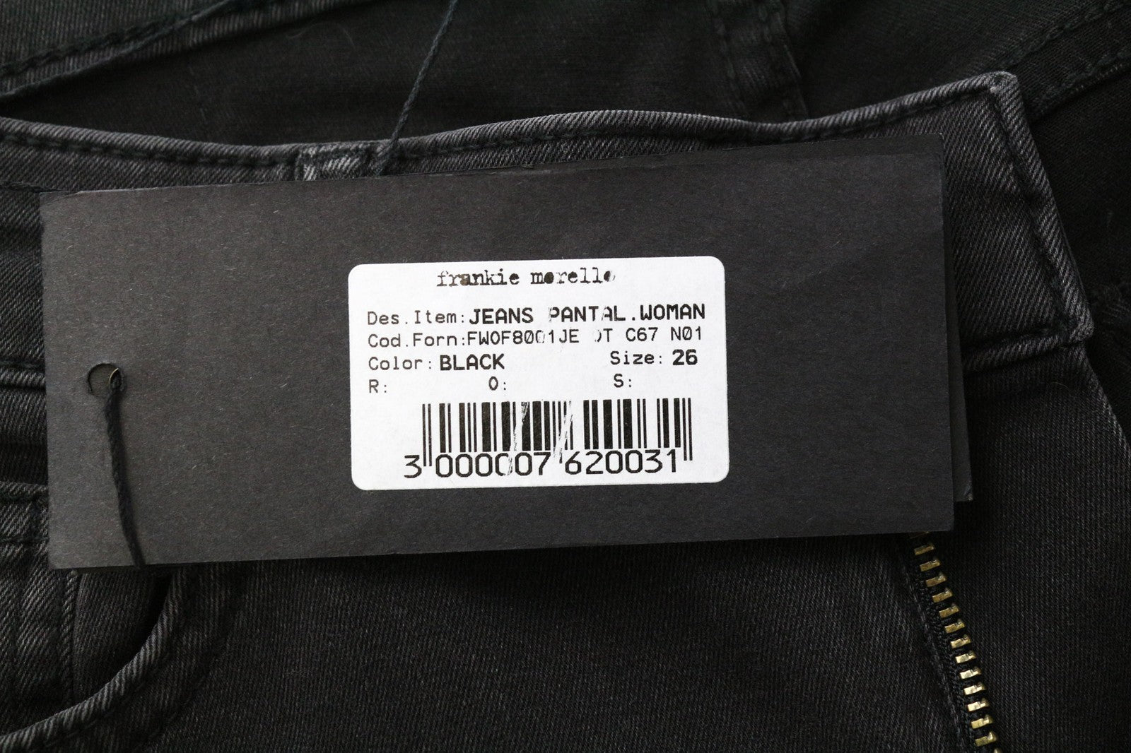 FRANKIE MORELLO Women's Jeans W26 Slim Skinny Fit Black Cotton Stretch Denim