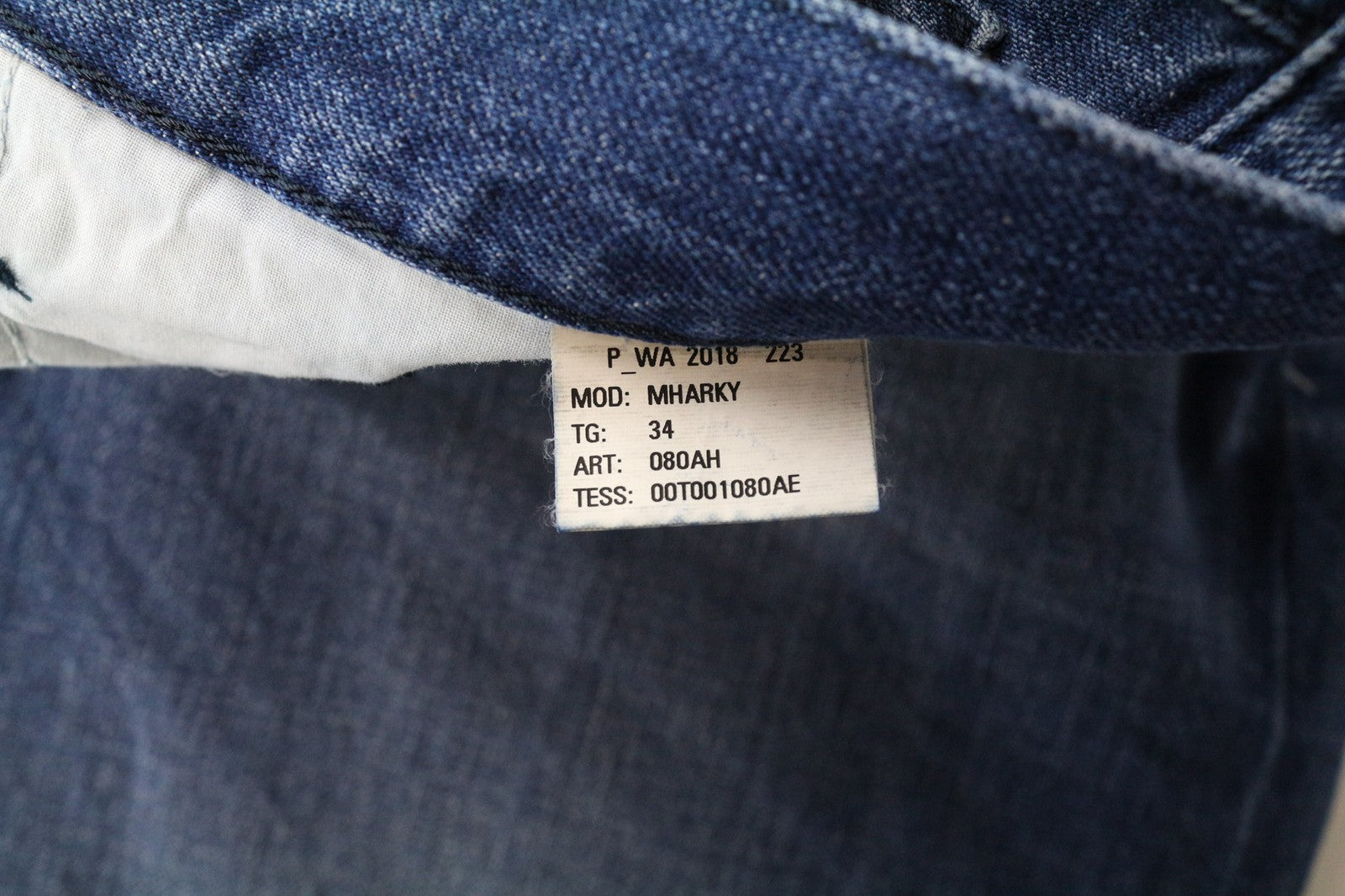 DIESEL Mharky 080AH Men's Jeans W34 Skinny Blue Distressed Wash 5-Pocket Fit