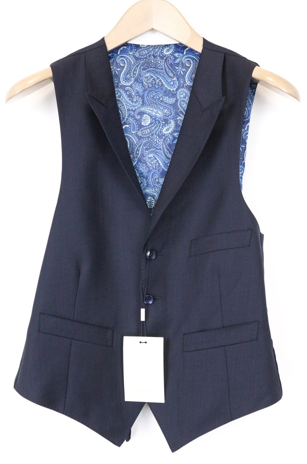 SUITSUPPLY Ferrara vyriška liemenė UK34S tamsiai mėlyna vilnone apykakle, vienaeilė 