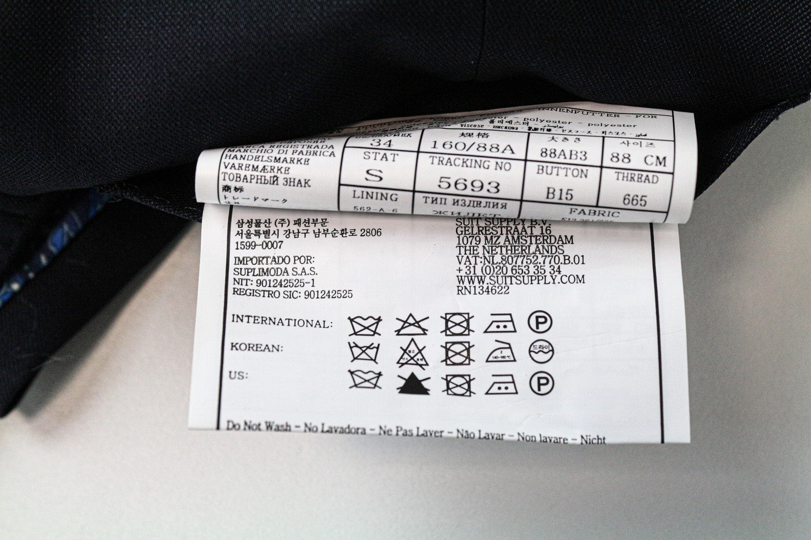 SUITSUPPLY Ferrara Men's Waistcoat UK34S Navy Wool Collared Single-Breasted Vest