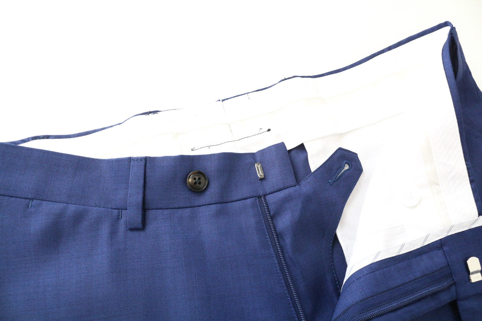 SUITSUPPLY Brescia Men's Trousers UK36S Blue Wool Pleated Classic Lined