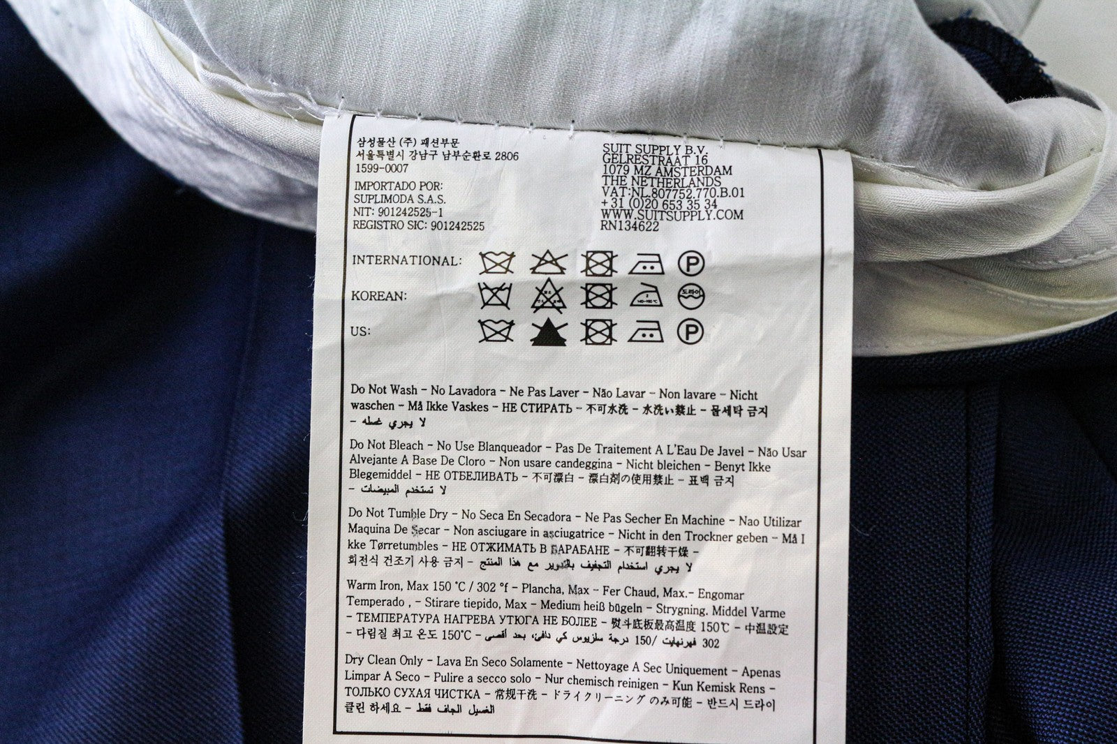 SUITSUPPLY Brescia Men's Trousers UK36S Blue Wool Pleated Classic Lined