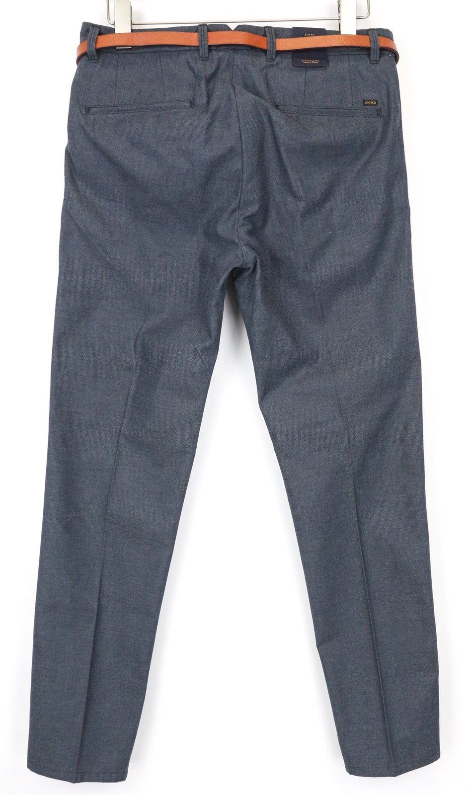 SCOTCH & SODA Stuart Men's Trousers W30/L32 Slim Pleated Greyish Blue Cotton