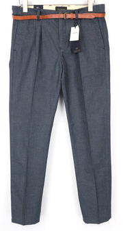 SCOTCH & SODA Stuart Men's Trousers W30/L32 Slim Pleated Greyish Blue Cotton