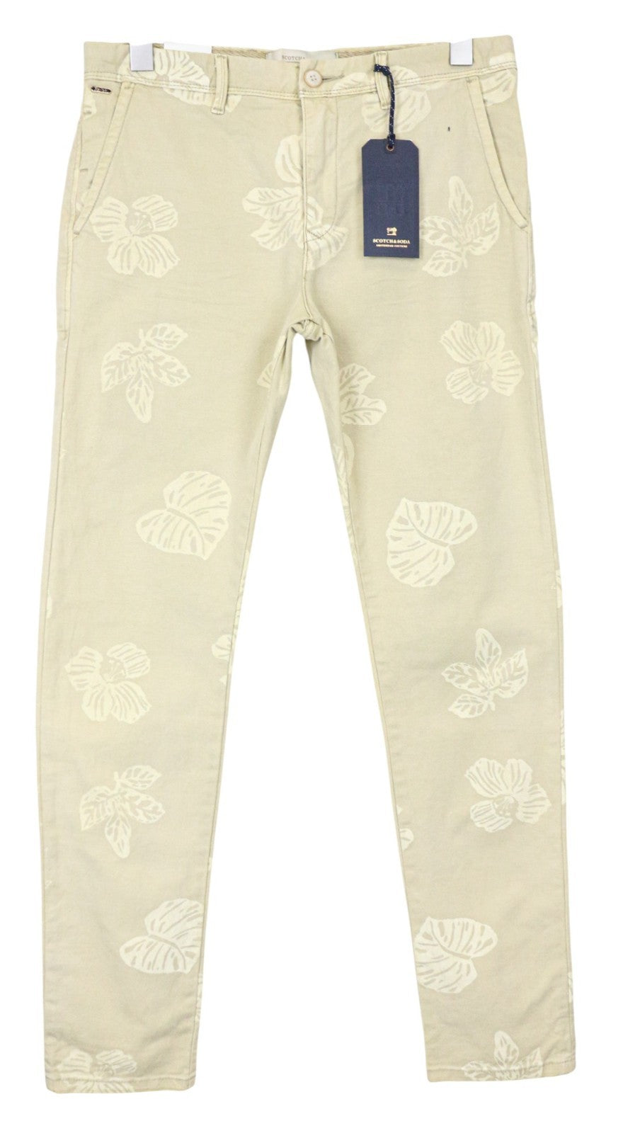 SCOTCH & SODA Warren Men's Trousers W29/L32 Straight Beige Cotton Patterned