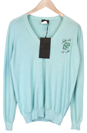 RICHMOND Men's Pullover 50 Light Blue Cotton V-Neck Long Sleeve