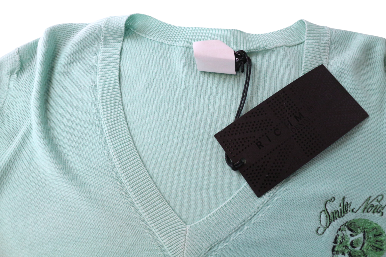 RICHMOND Men's Pullover 50 Light Blue Cotton V-Neck Long Sleeve