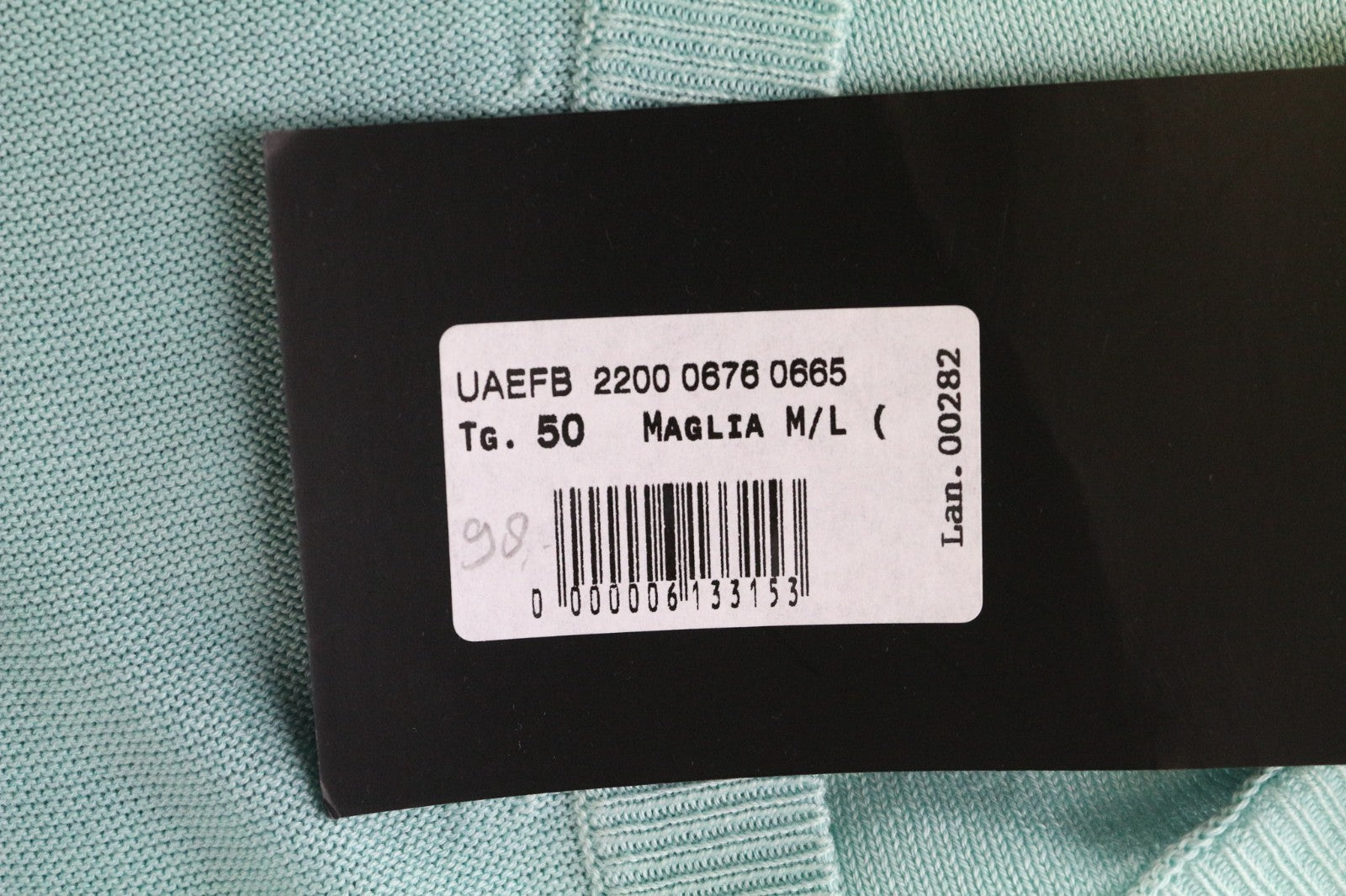 RICHMOND Men's Pullover 50 Light Blue Cotton V-Neck Long Sleeve