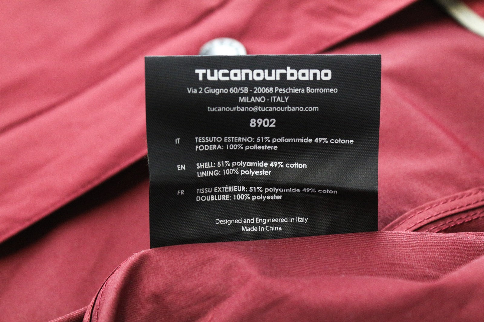 TUCANO URBANO Women's Jacket IT40 Red Cotton Blend Long Sleeve Single-Breasted