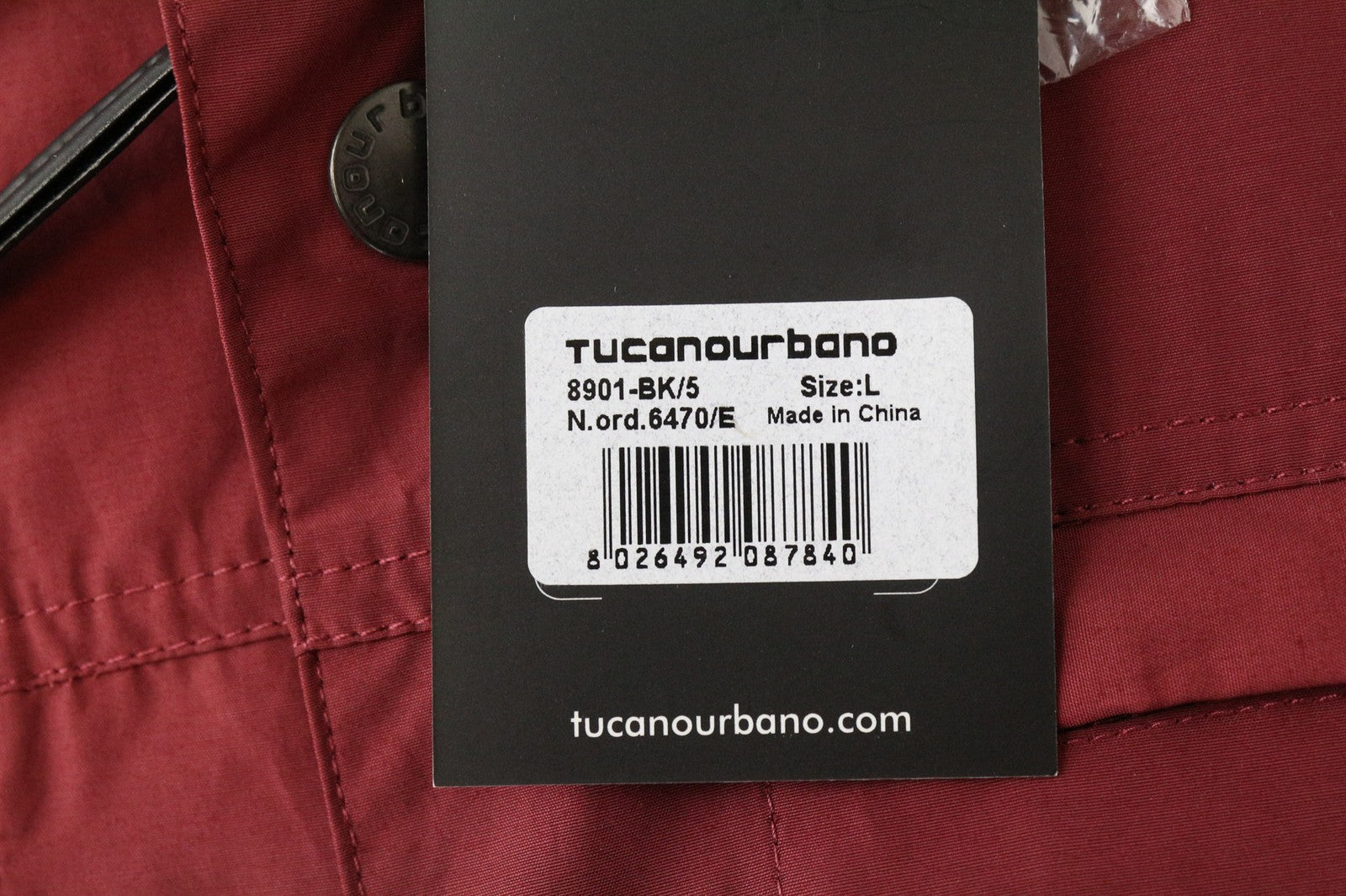 TUCANO URBANO Febo Men's Jacket L Red Cotton Blend Lined Windproof Snap Zip