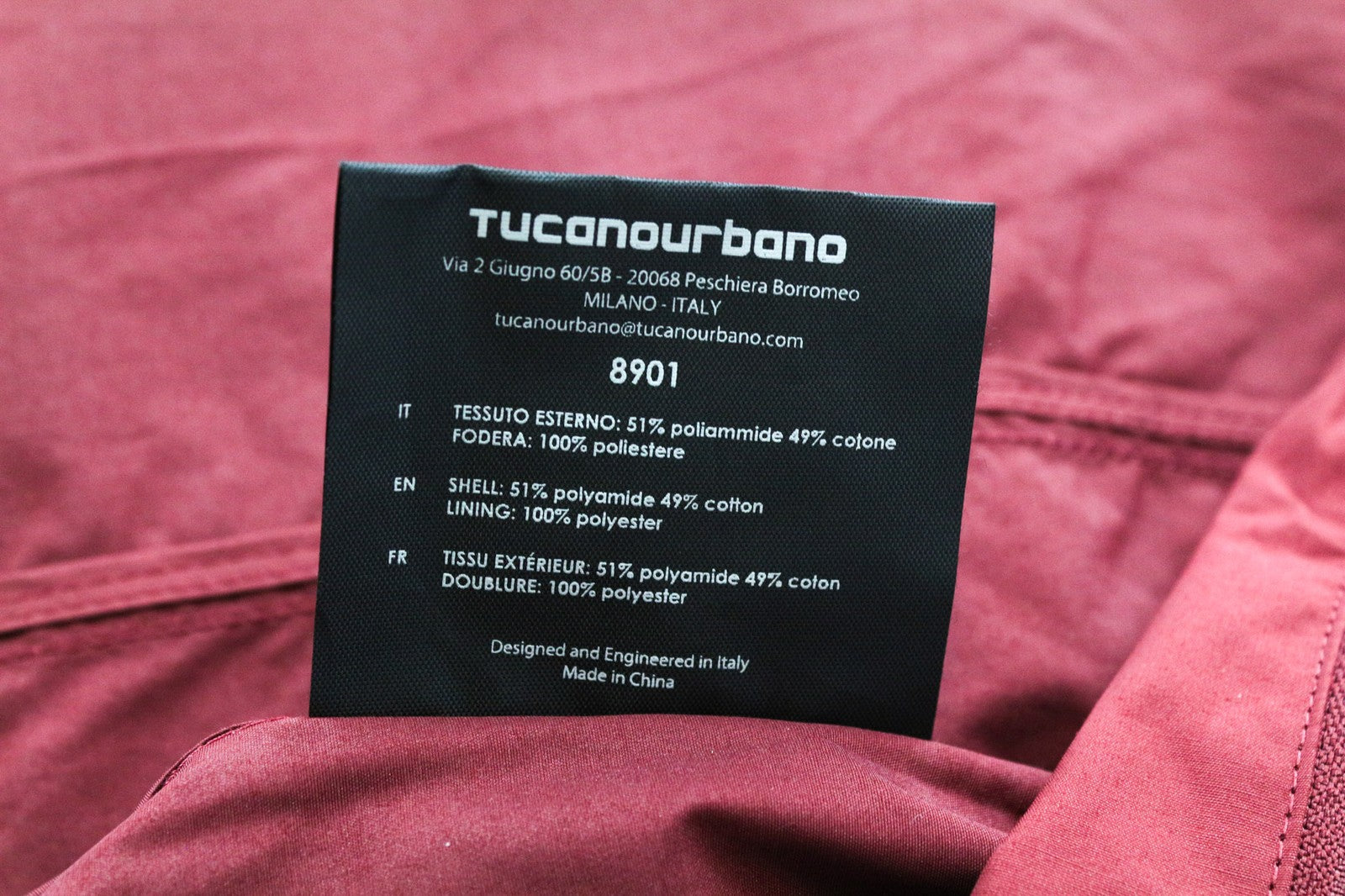 TUCANO URBANO Febo Men's Jacket L Red Cotton Blend Lined Windproof Snap Zip