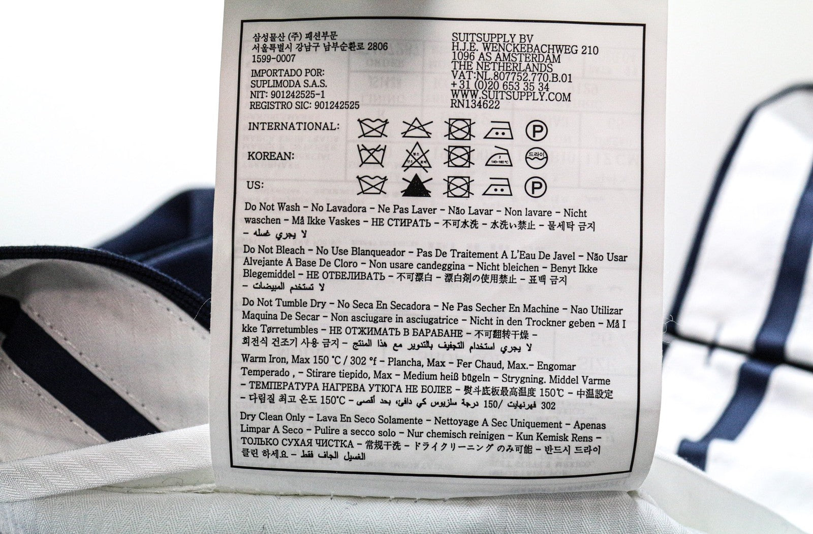 SUITSUPPLY Brescia Men's Trousers UK40R Blue Wool Pleated Lined Smart