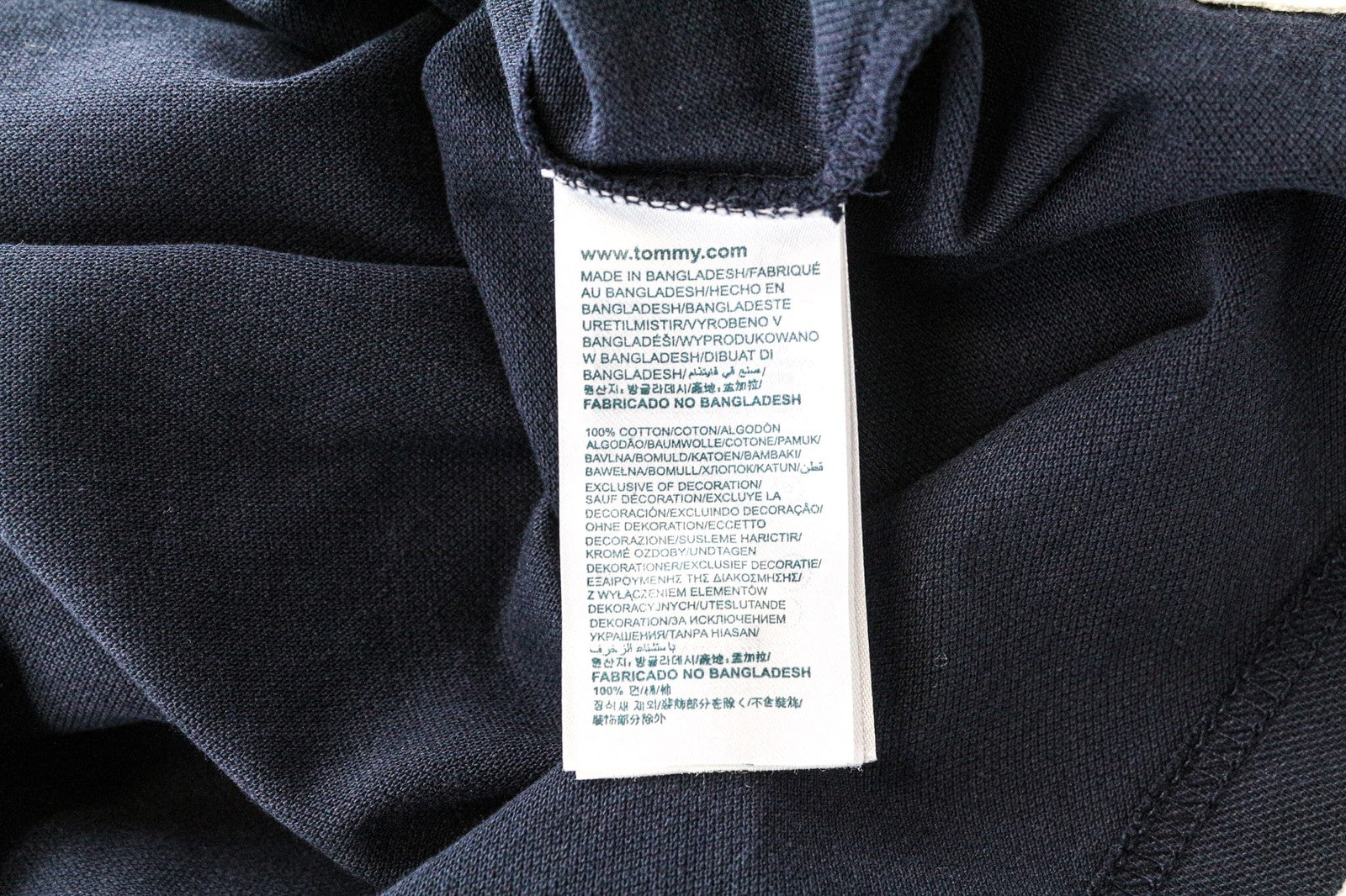 TOMMY HILFIGER DENIM Men's Polo Tee L Navy Short Sleeve Pure Cotton Casual