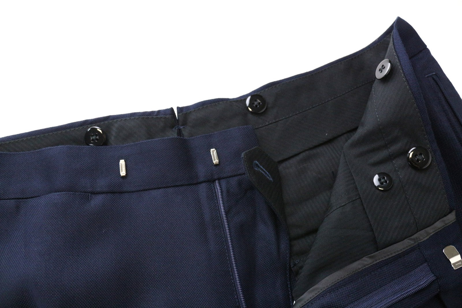 SUITSUPPLY Brescia Tux Men's Trousers UK42R Navy Bamboo Pleated Formal