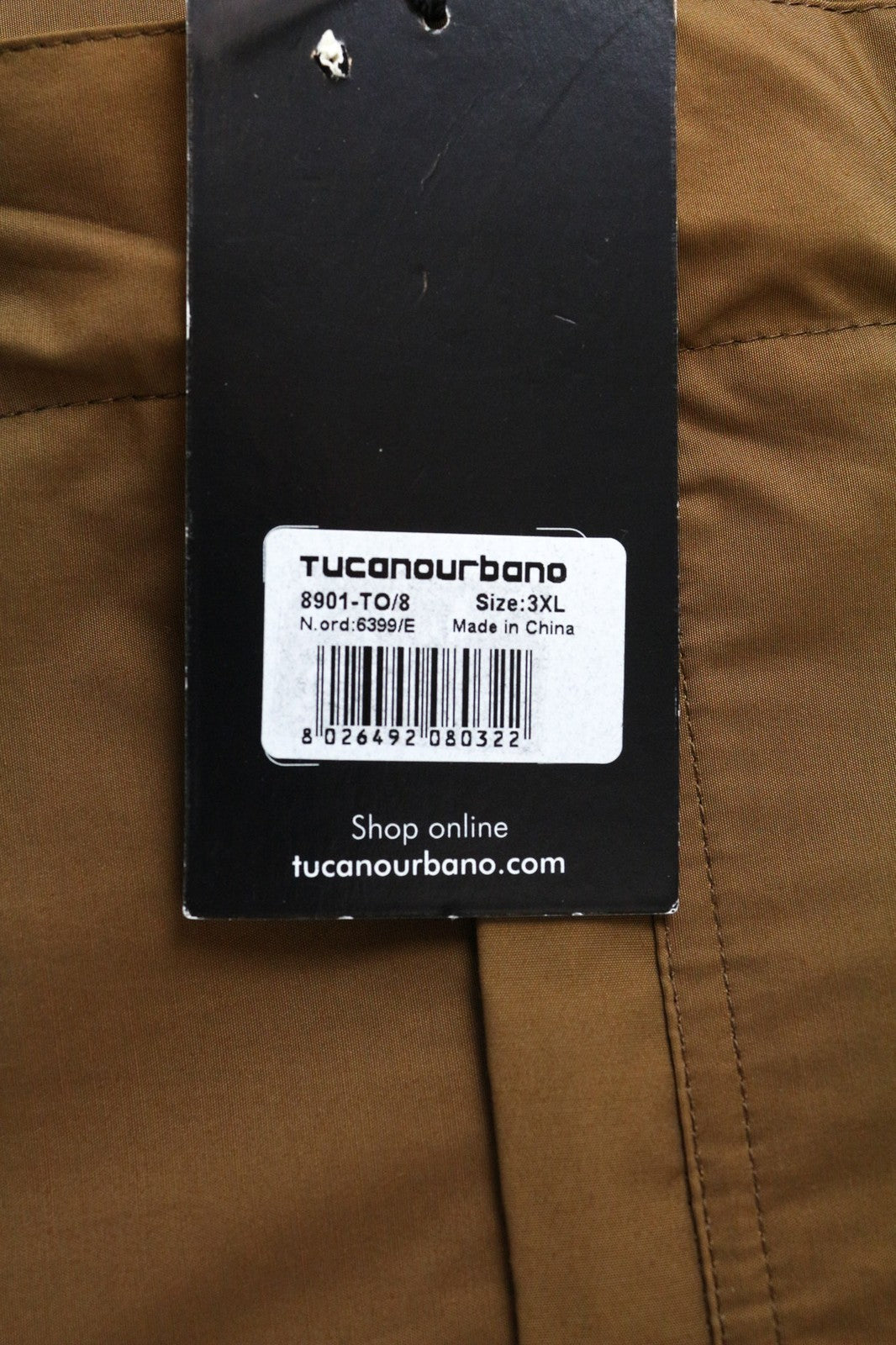 TUCANO URBANO Febo Men's Jacket 3XL Brown Cotton Blend Windproof Casual Wear