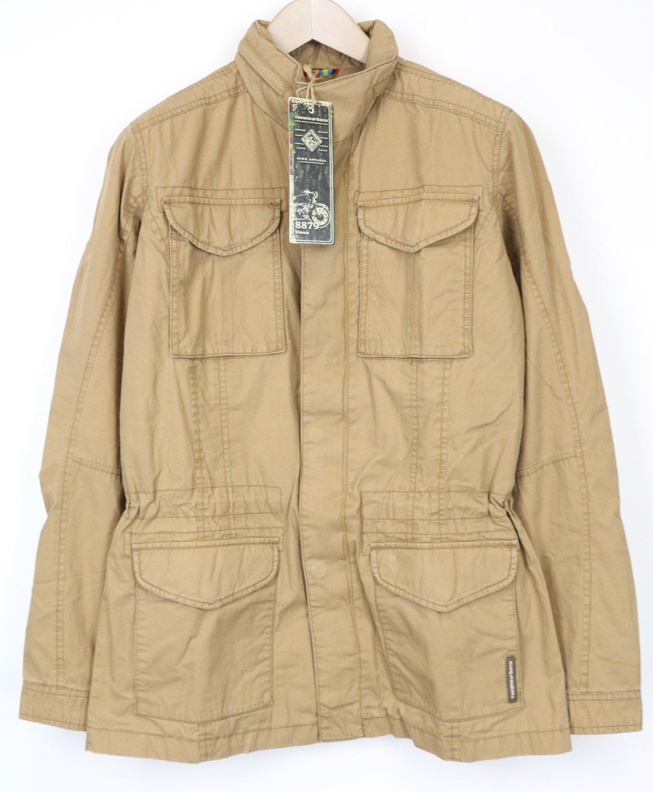 TUCANO URBANO Douz Men's Jacket S Brown Hooded Cotton Zip Snap Lined Moto