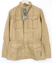 TUCANO URBANO Douz Men's Jacket S Brown Hooded Cotton Zip Snap Lined Moto